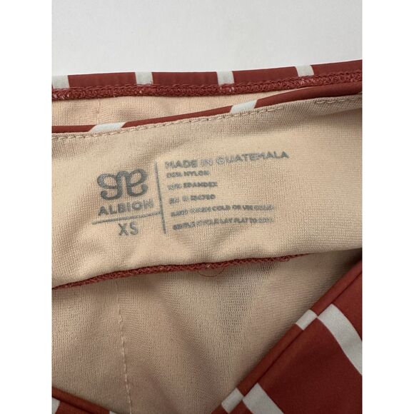 Albion Fit Game Changer Crop Swim Top Orange White Stripe XS - Picture 4 of 7